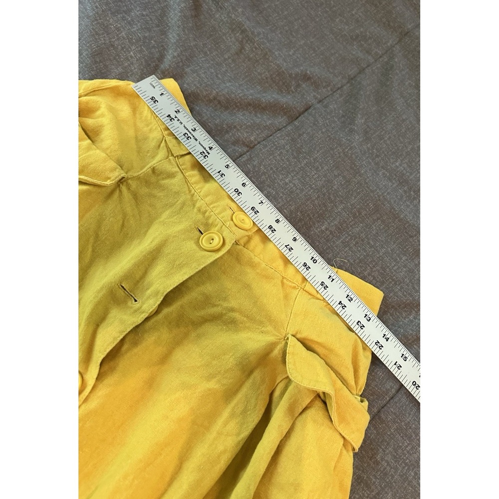 Modcloth Linen Blend Retro Womens Mustard Yellow Skirt 8 Midi Twee Pin Up Artsy - Picture 4 of 6
